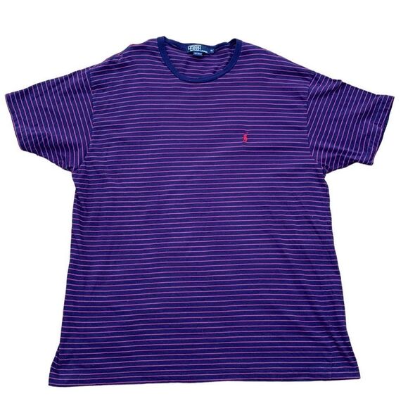 Polo Ralph Lauren Men’s XL Blue & Red Striped T-Shirt vintage USA - Picture 1 of 5